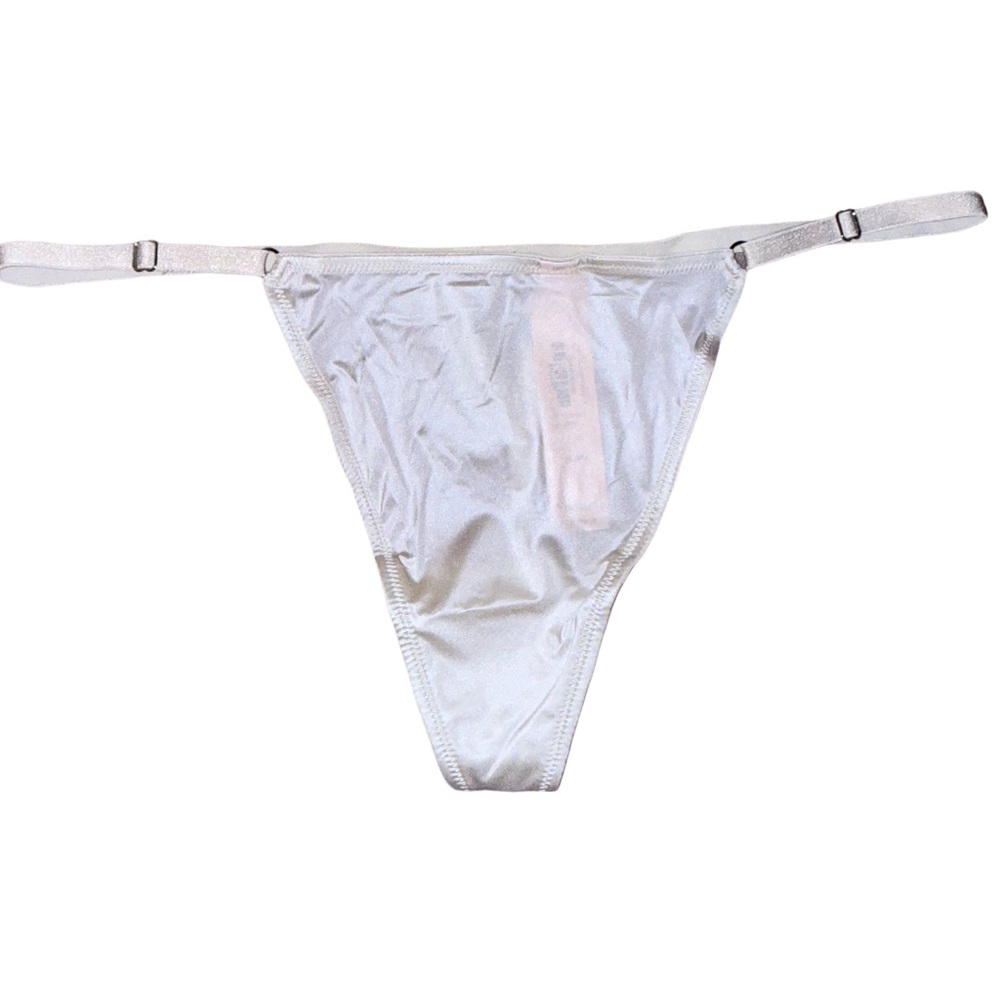 Victoria's‎ Secret Silver Satin V-String with Star Embellishment Sz XLarge